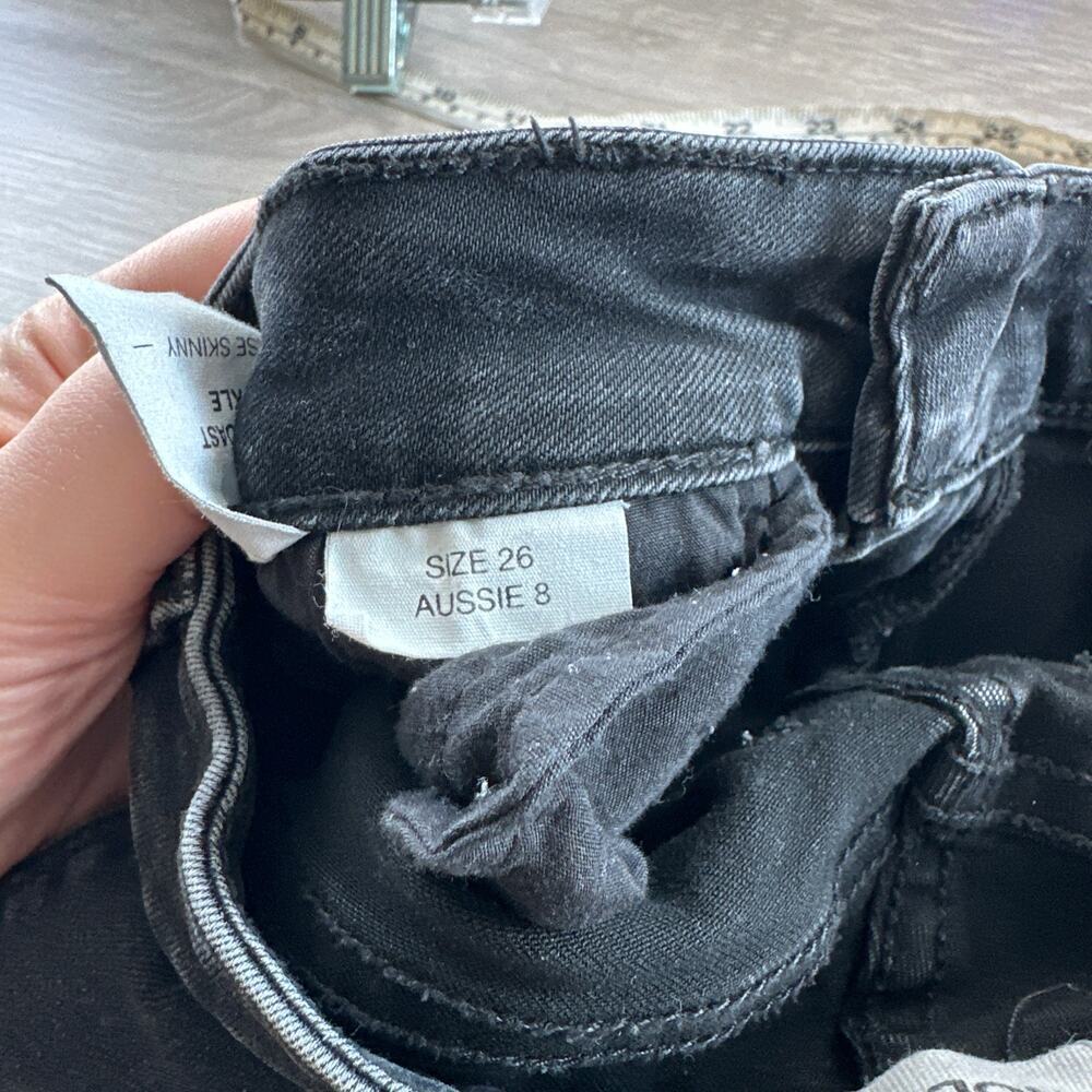 ROLLA'S Westcoast Ankle Skinny Jean Mid Rise Dusty Black Wash Distressed Size 26 - Picture 10 of 12